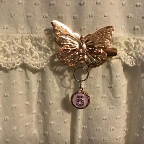 Gold butterfly hair clip with Austrian crystal 5 - Picture 3 of 5